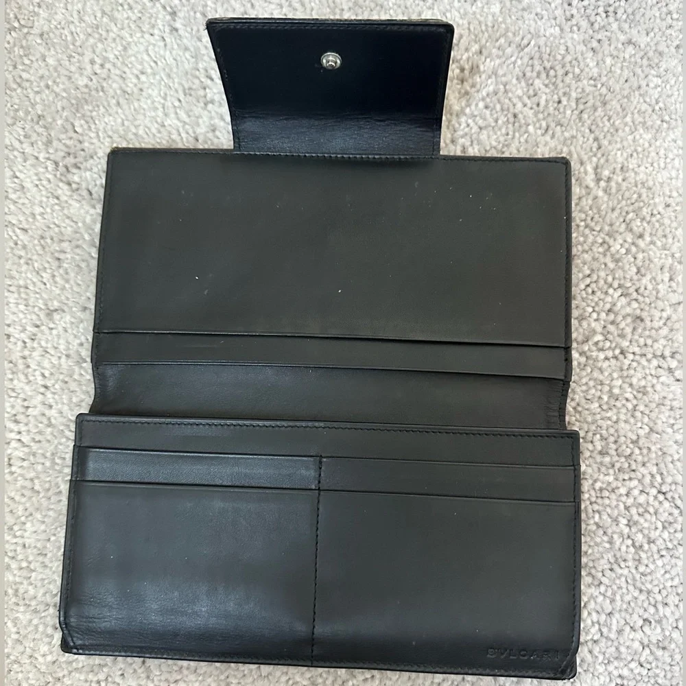 Bvlgari Bulgari logo authentic vintage long logomania in gray denim wallet - Picture 8 of 15